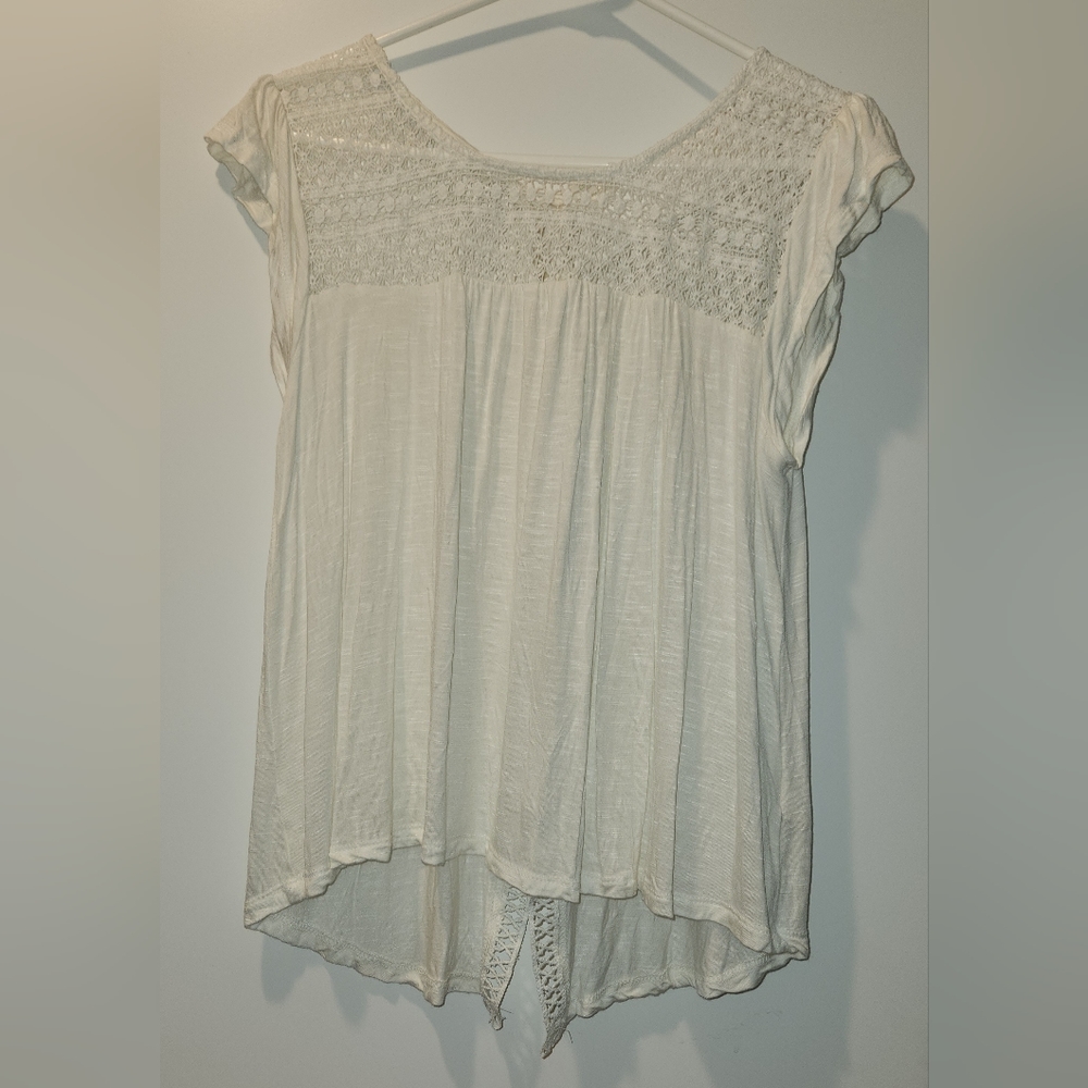 Sweet Wanderer boho bohemian blouse off white top - size large